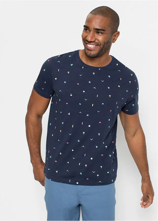 Camiseta con estampado minimalista Azul oscuro estampado