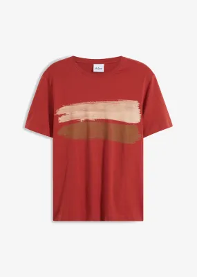 Camiseta con estampado rojo óxido