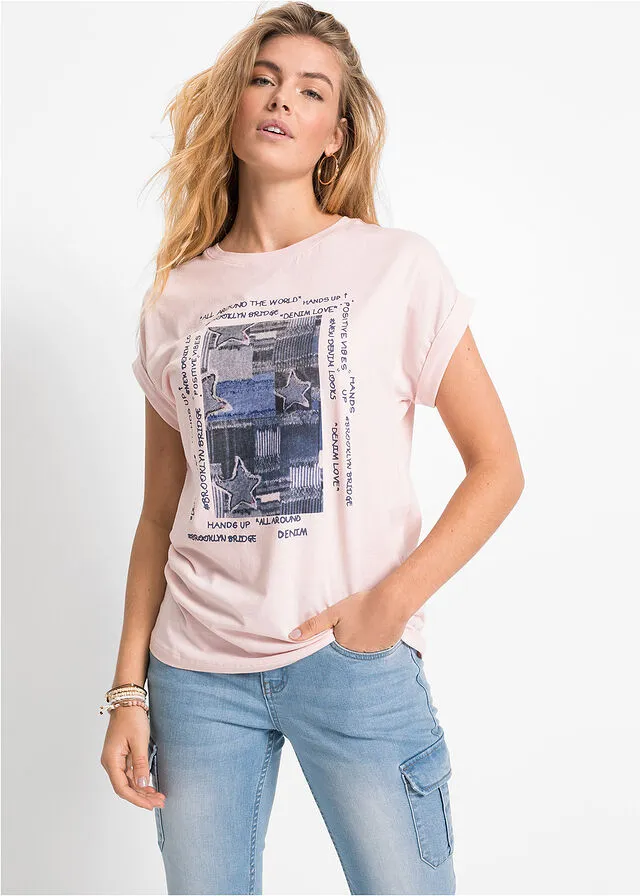 Camiseta con estampado Rosa