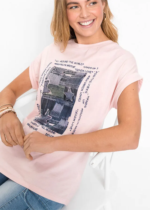 Camiseta con estampado Rosa