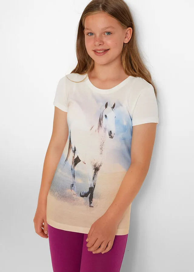 Camiseta de caballo + chaqueta blanco lana/gris ahumado/violeta