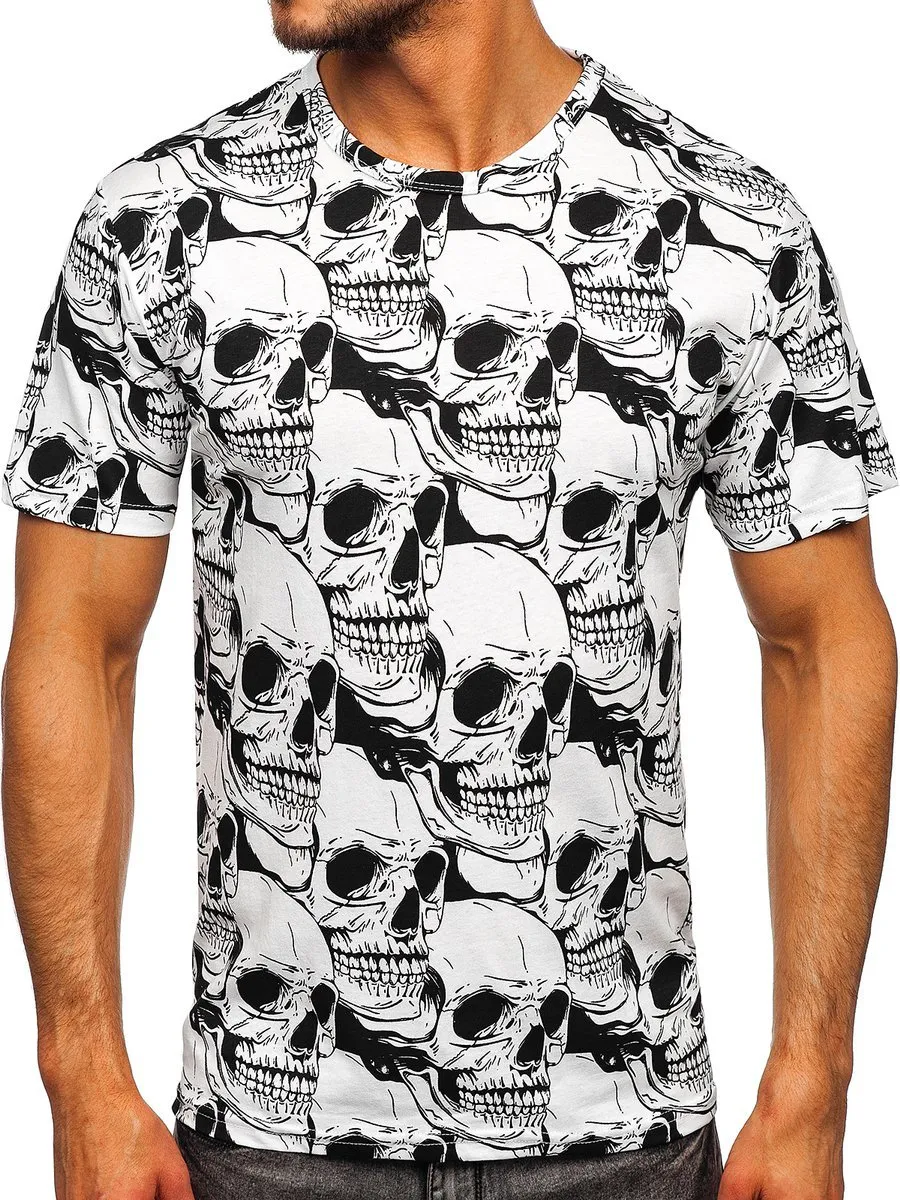 Camiseta de manga corta con impresión para hombre blanco Bolf 14928