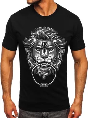 Camiseta de manga corta con impresión para hombre negro Bolf 0202