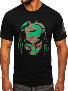 Camiseta de manga corta con impresión para hombre negro Bolf 192379