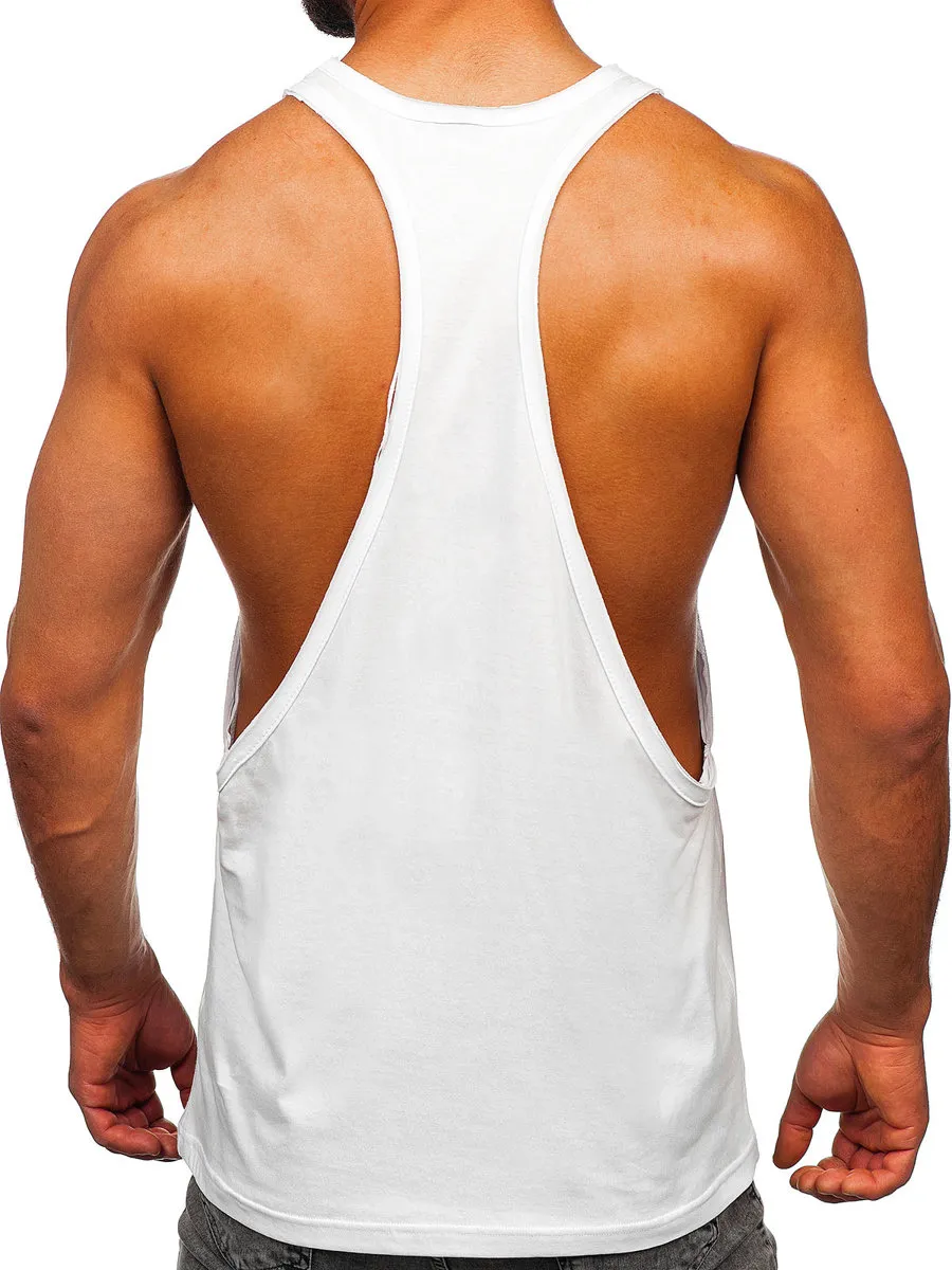 Camiseta de tirantes sin impresión para hombre blanco Bolf 1245