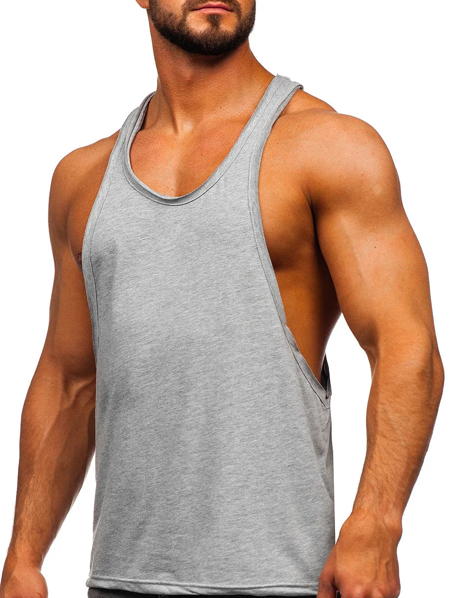 Camiseta de tirantes sin impresión para hombre gris Bolf 1245