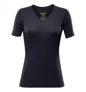 Camiseta Devold Breeze Camiseta de mujer con cuello en V (NEGRO) Mujer