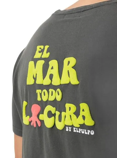 Camiseta El Pulpo Relieve Gris Para Hombre