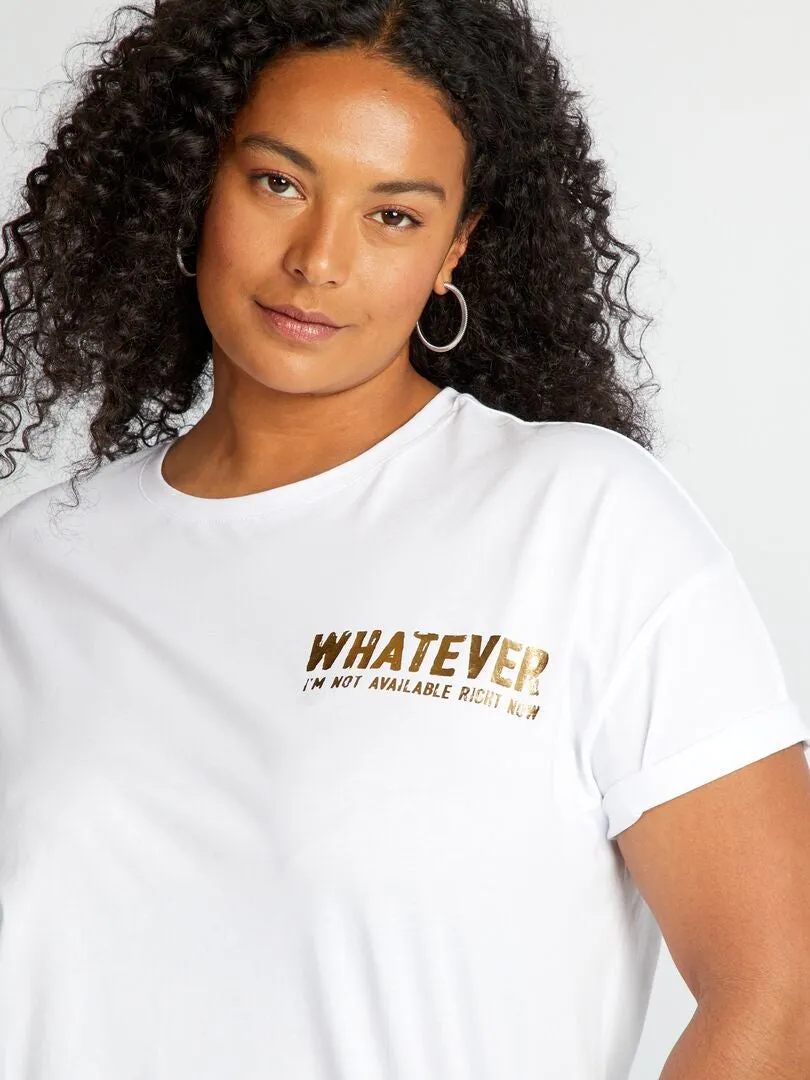 Camiseta estampada 'whatever' - blanco