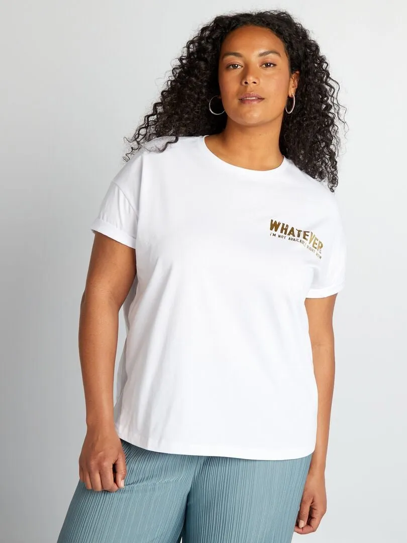 Camiseta estampada 'whatever' - blanco