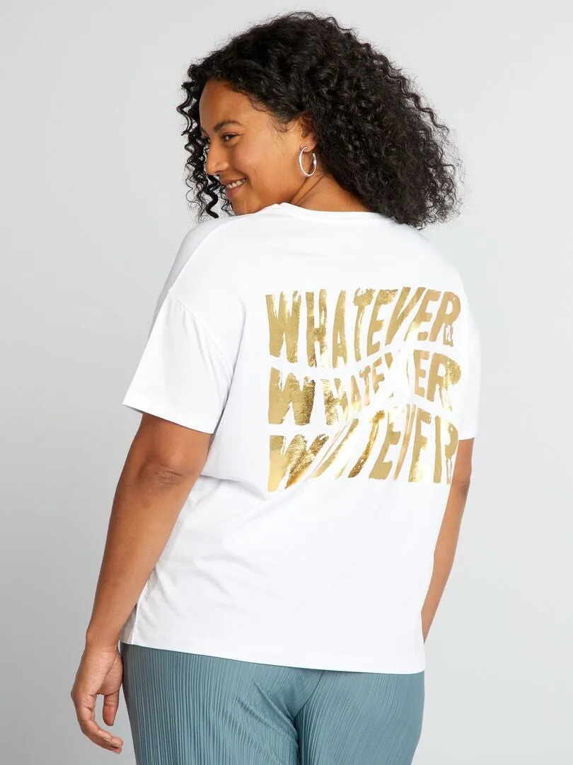 Camiseta estampada 'whatever' - blanco