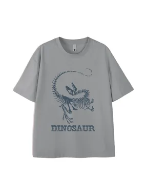 Camiseta extragrande de manga corta con estampado de dinosaurio para hombre