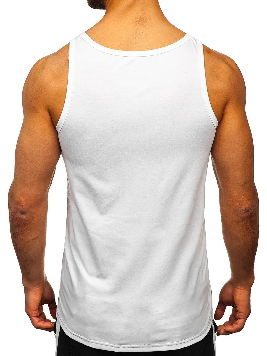 Camiseta tank top con impresión para hombre blanco Bolf SS11069