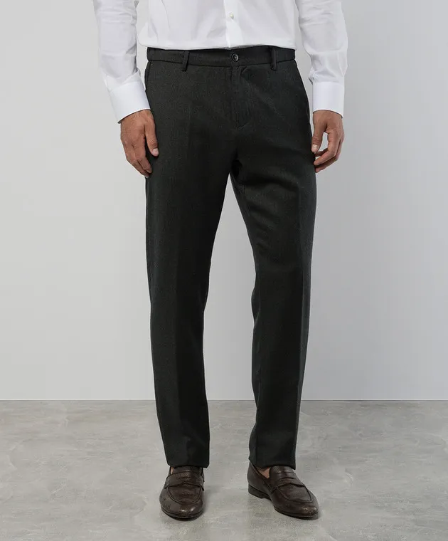 Canali Green pants made of wool