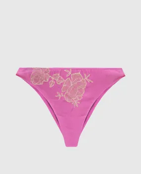 Carine Gilson Pink silk thong panties with lace