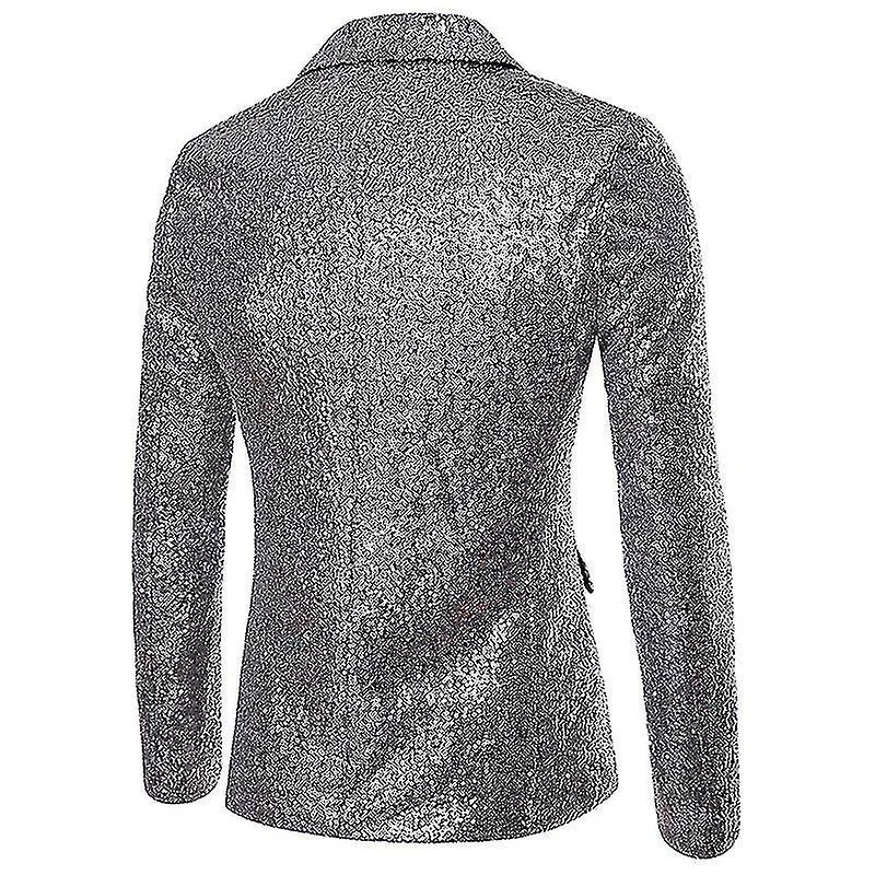 Chaqueta de lentejuelas brillantes para hombre Chaqueta Blazer Esmoquin de un botón para banquete de fiesta Prom