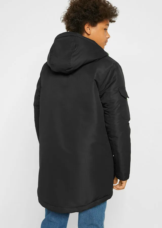 Chaquetón de invierno para niños con capucha Negro