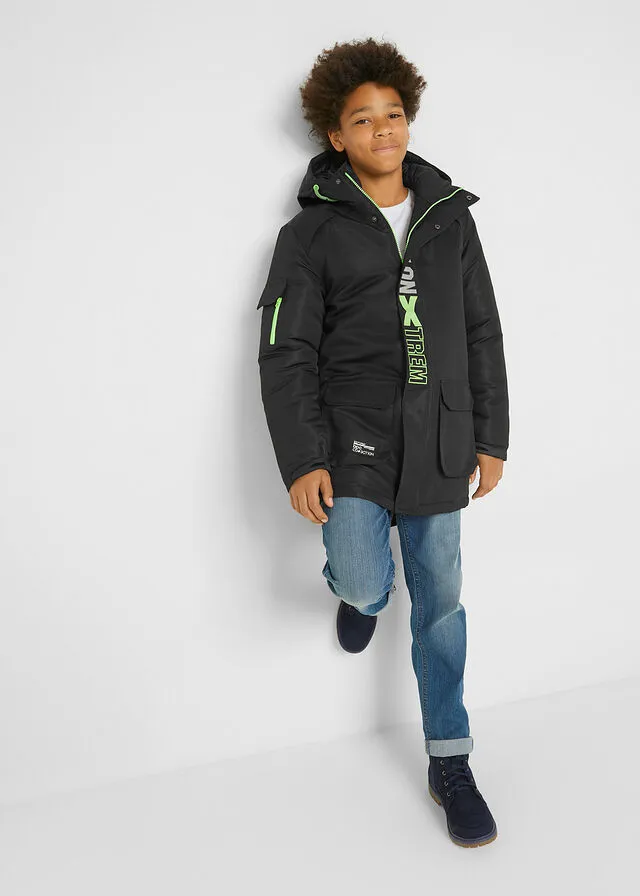 Chaquetón de invierno para niños con capucha Negro