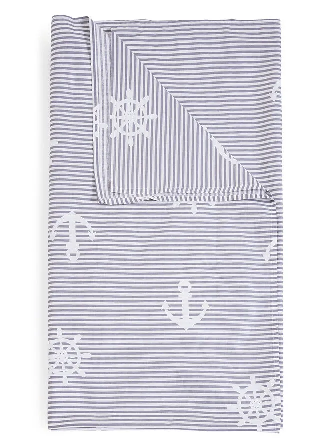 Colcha con un diseño marinero Gris-blanco