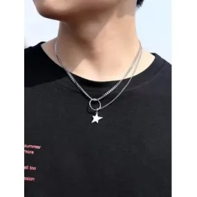 Collar de cadena en capas con colgante de estrella para hombre