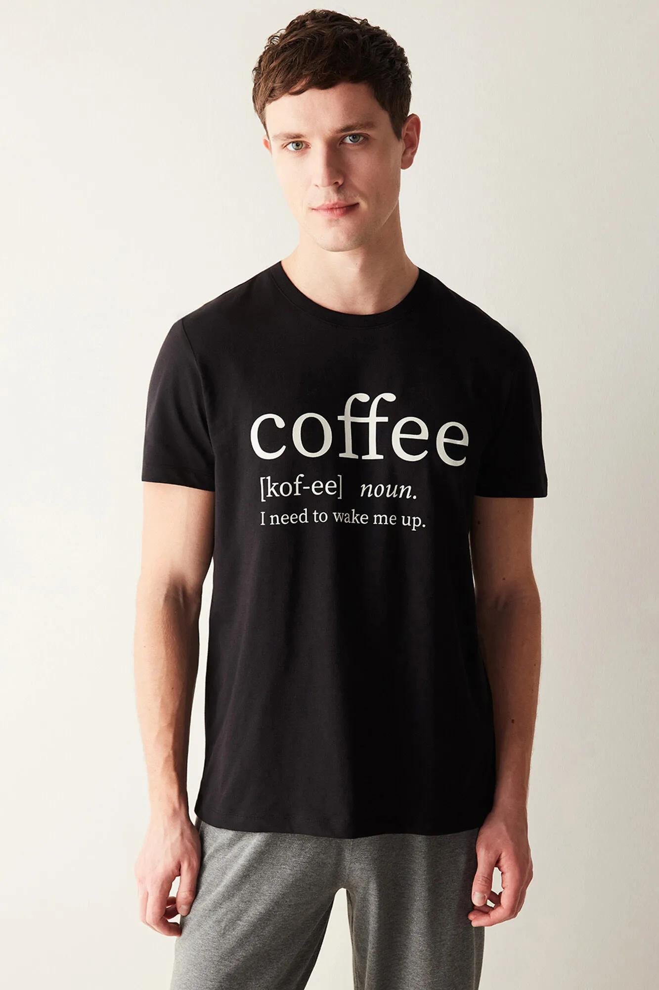 Conjunto de pijama estampado Coffee Written para hombre