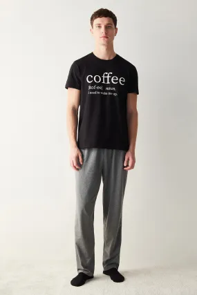 Conjunto de pijama estampado Coffee Written para hombre