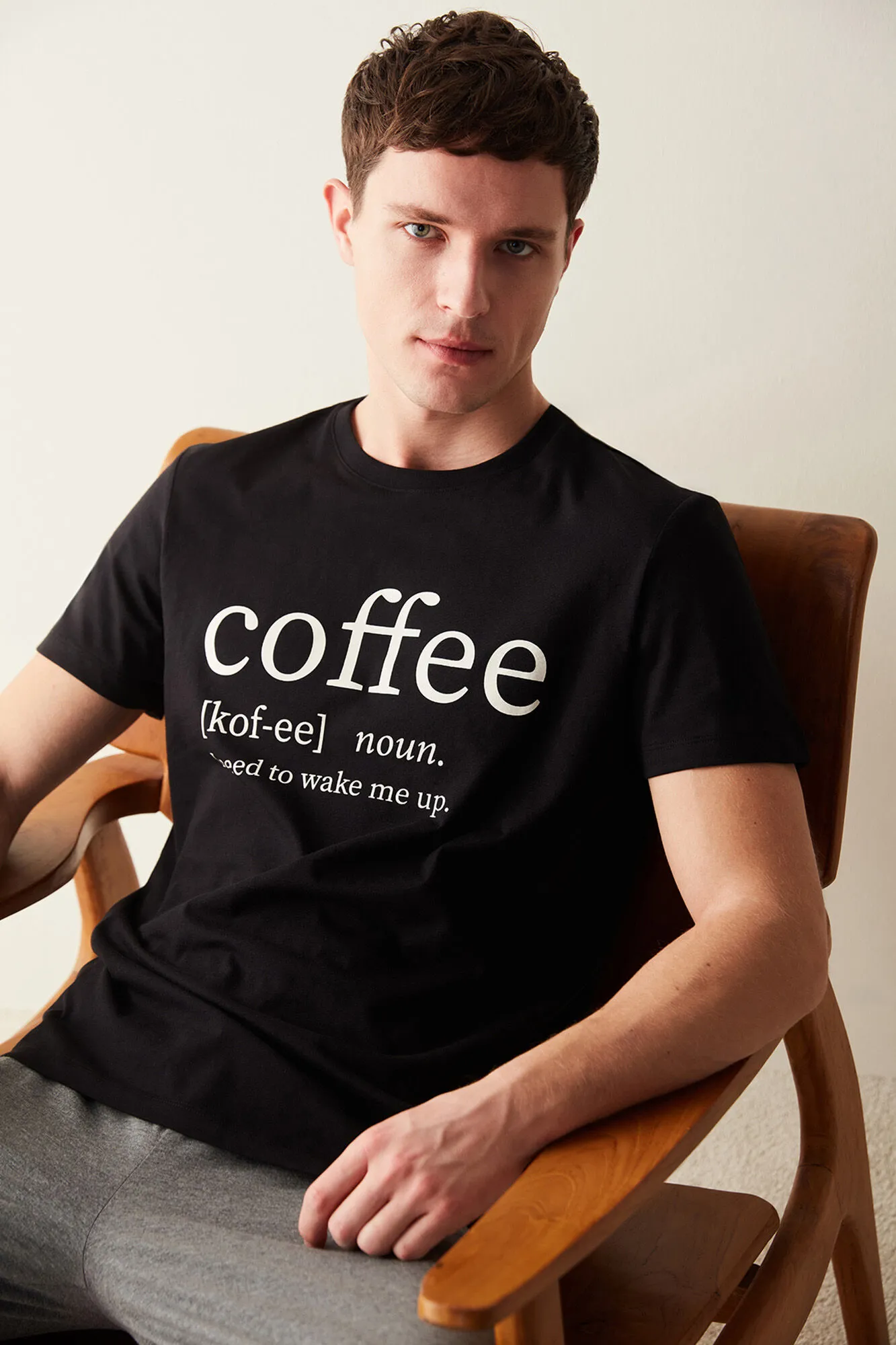 Conjunto de pijama estampado Coffee Written para hombre