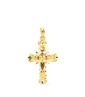 Cruz Filigrana Vidriera Oro Amarillo 18K 30mm