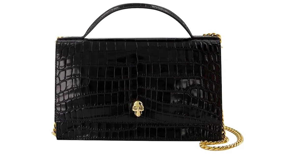 CRUZADA MEDIUM SKULL  ALEXANDER MCQUEEN  CUERO  NEGRO 