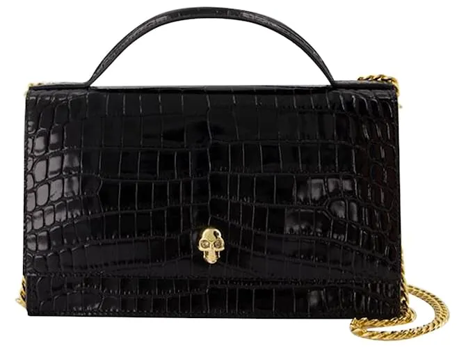 CRUZADA MEDIUM SKULL  ALEXANDER MCQUEEN  CUERO  NEGRO 