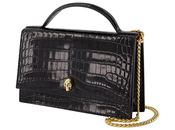 CRUZADA MEDIUM SKULL  ALEXANDER MCQUEEN  CUERO  NEGRO 