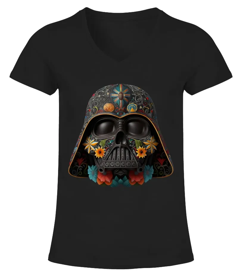 Darth Vader Sugar Skull Art Camiseta cuello pico Mujer