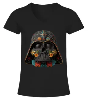 Darth Vader Sugar Skull Art Camiseta cuello pico Mujer