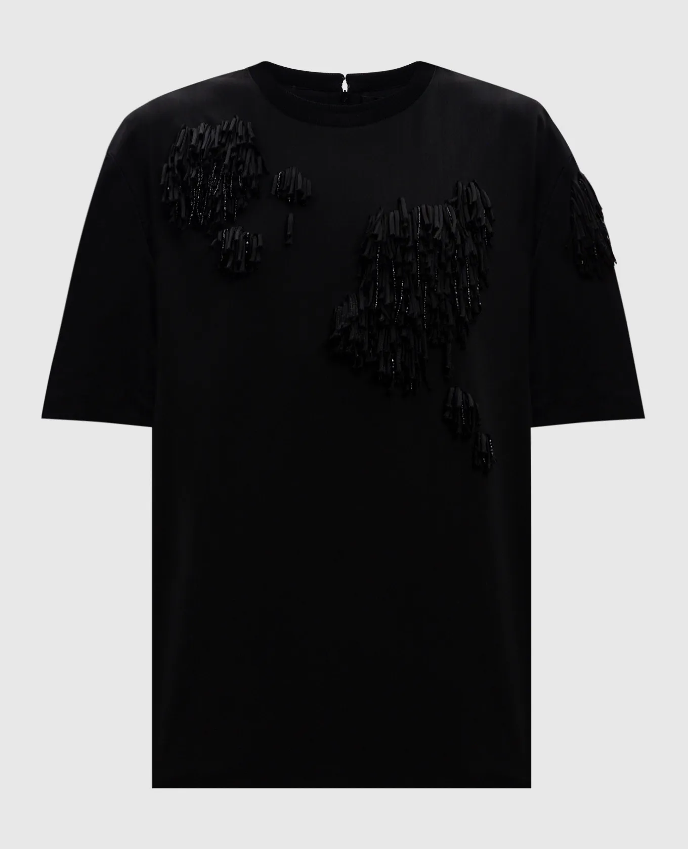 Del Core Black wool top with fringe