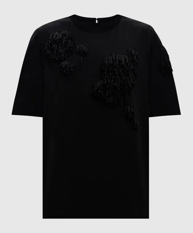 Del Core Black wool top with fringe