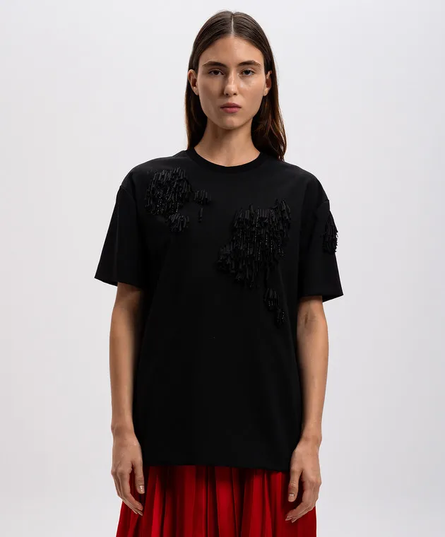 Del Core Black wool top with fringe