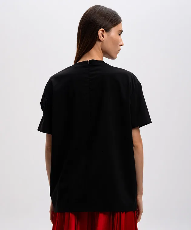 Del Core Black wool top with fringe