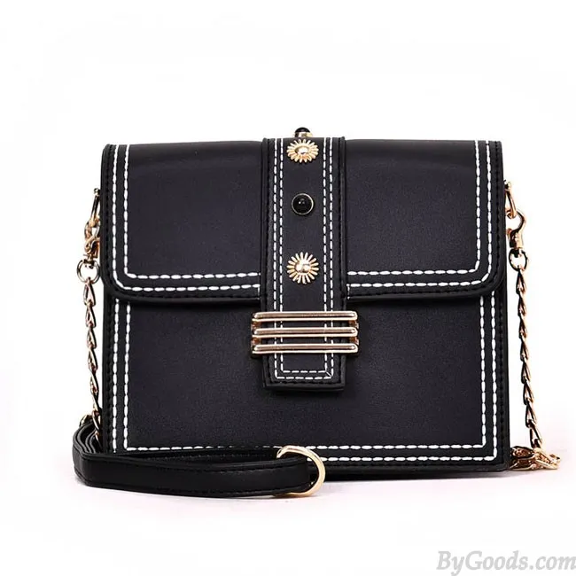 Elegant Chain Messenger Bag Square Lady Single Button Shoulder Bag