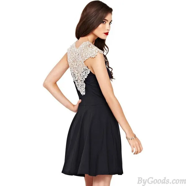 Elegant Crocheted Hollow Flower Lace Dress