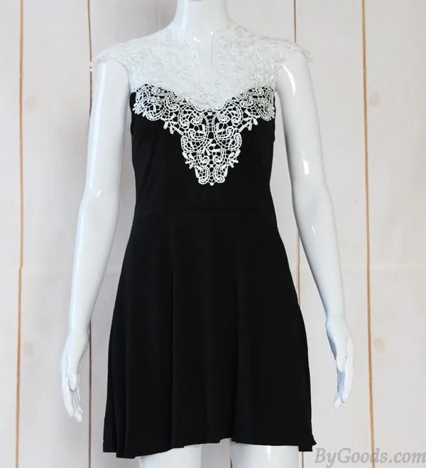 Elegant Crocheted Hollow Flower Lace Dress