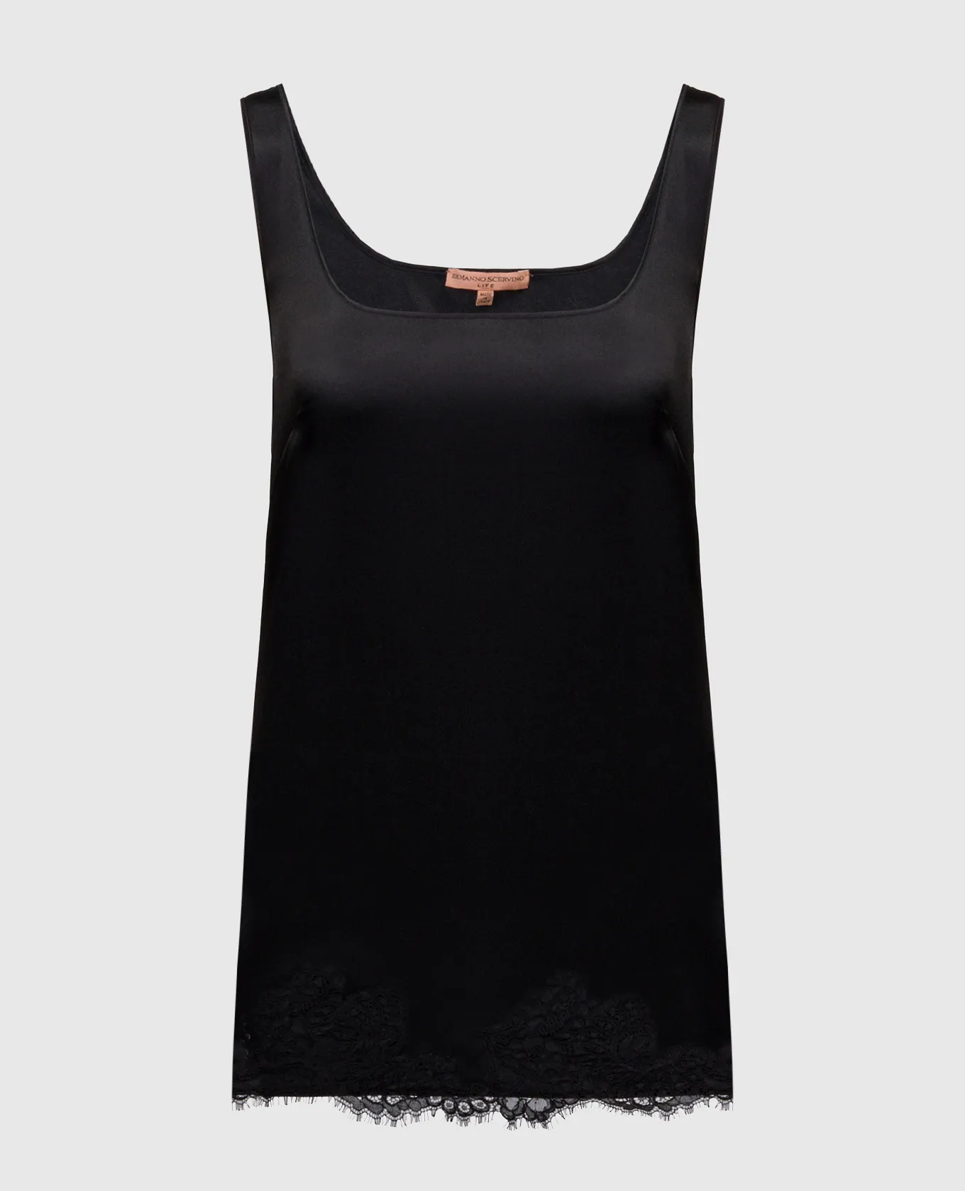 Ermanno Scervino Black silk pajama top with lace