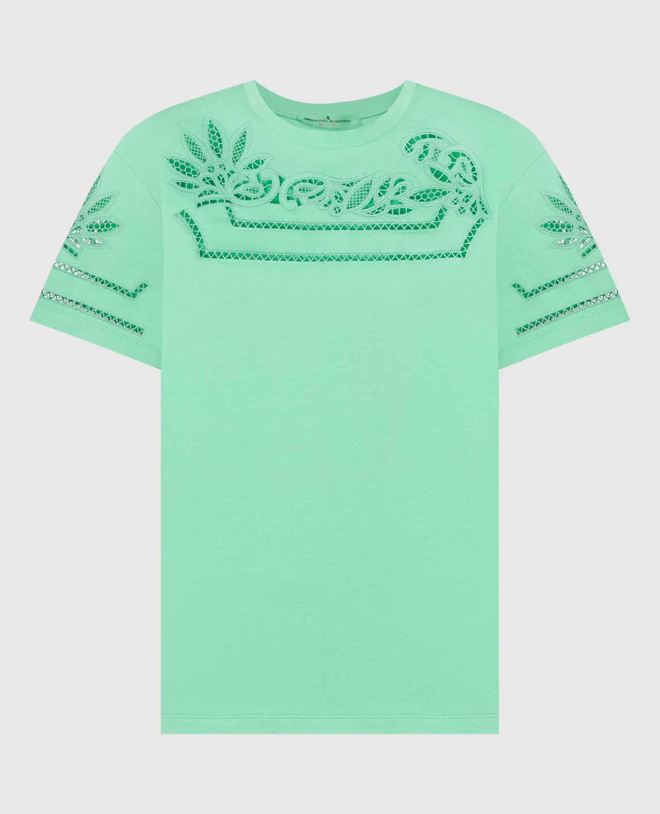 ERMANNO SCERVINO GREEN TSHIRT WITH LACE