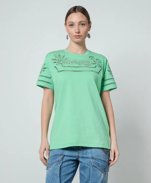 ERMANNO SCERVINO GREEN TSHIRT WITH LACE