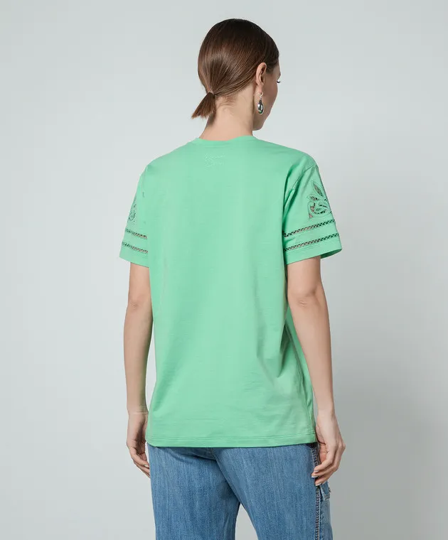 ERMANNO SCERVINO GREEN TSHIRT WITH LACE