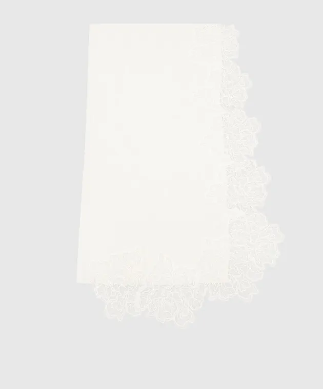 Ermanno Scervino White stole made of cashmere with lace