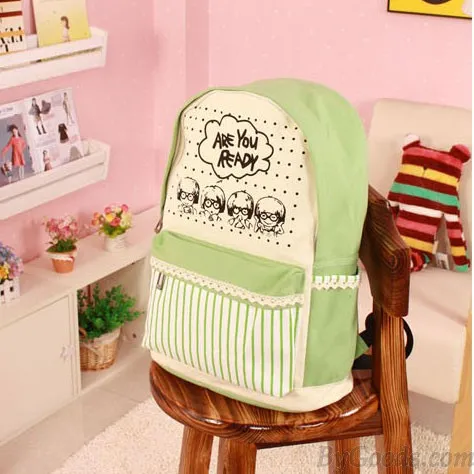 Fresh Lace Cartoon Canvas Computer Bag/Backpack/Schoolbag 