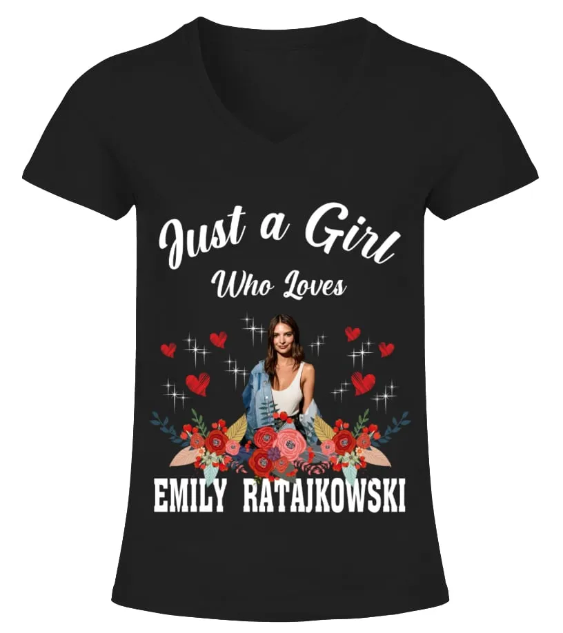 GIRL WHO LOVES EMILY RATAJKOWSKI VNECK TSHIRT WOMAN