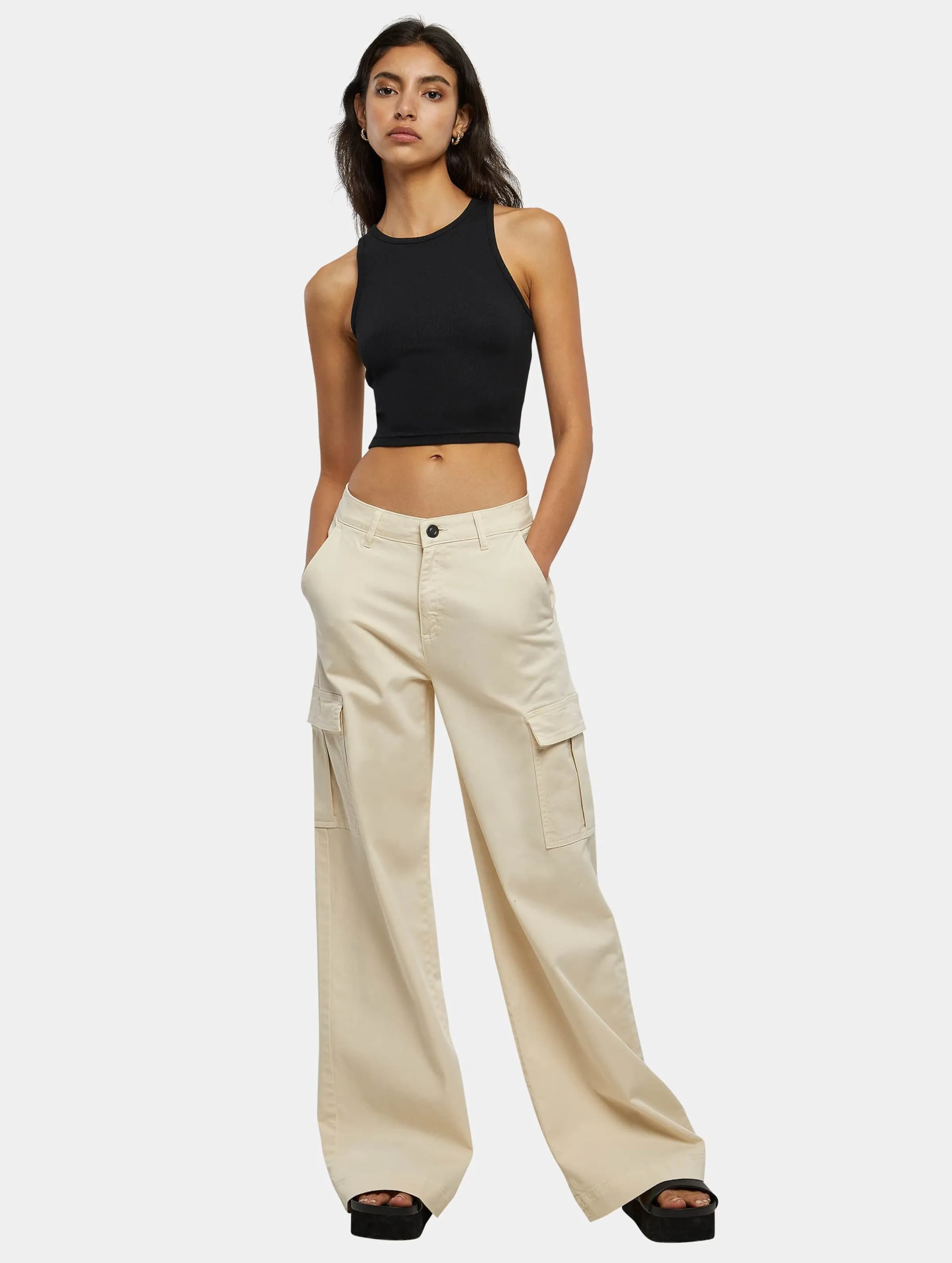 High Waist Wide Leg Twill 