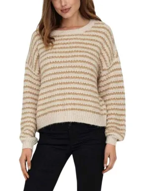 Jersey Only Lann Rayas Beige para Mujer