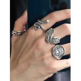 Juego de anillos de plata vintage de 4 piezas para hombre